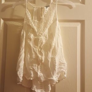 Charlotte Russe white summer crochet tank top